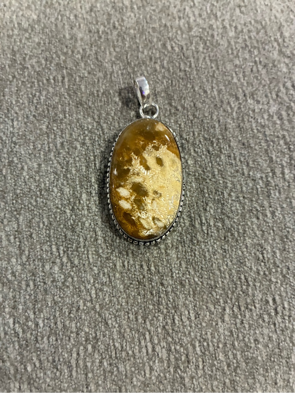 Golden Amber Oval Pendant Necklace - Women Jewelry